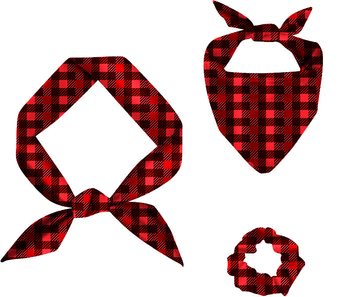 Red Buffalo Plaid Matching Scrunchie Set