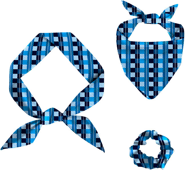 Blue Plaid Matching Scrunchie Set