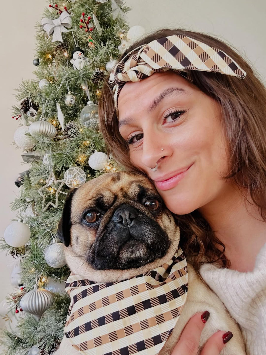 Beige Plaid Matching Scrunchie Set! – Matchymutts display picture 2